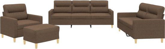 vidaXL 4-delige Loungeset met kussens stof bruin