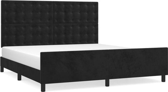 vidaXL Bedframe met hoofdeinde fluweel zwart 180x200 cm