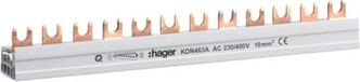 Hager KDN463A faserail 4P 63A 10qmm 12 eenh.Vorkaansluiting geïsoleerd grijs, wit