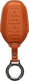 kwmobile etui pour clé de voiture en cuir compatible avec Peugeot Citroën Smartkey à 3 boutons (Keyless Go) - Comme porte-clés avec anneau - Cuir véritable marron