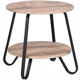 BAKAJI Lage salontafel met 2 niveaus, tafel van metaal, frame van zwart metaal, ruimtebesparend, ideaal voor keuken, woonkamer, kantoor, rond, 46 x 45 cm (taupe)