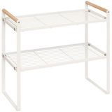 5Five Keuken/aanrecht rekje - metaal - 42 x 21 x 38 cm - keuken organizer - wit - verhoger
