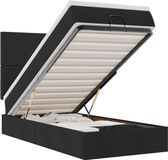 vidaXL - Bed - poef - met - matras - en - LED's - 80x200 - cm - stof - zwart