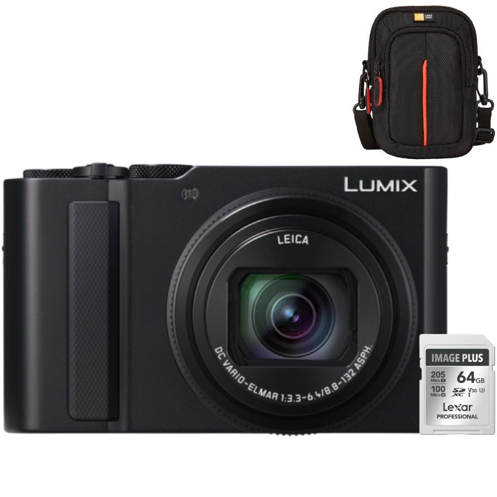Panasonic Lumix DC-TZ300 - Zwart + Lexar 64GB SDXC + Case Logic DCB-313