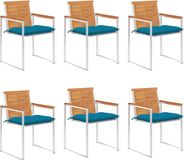 vidaXL Tuinstoelen 6 st met kussens massief acaciahout