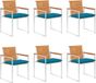 vidaXL Tuinstoelen 6 st met kussens massief acaciahout