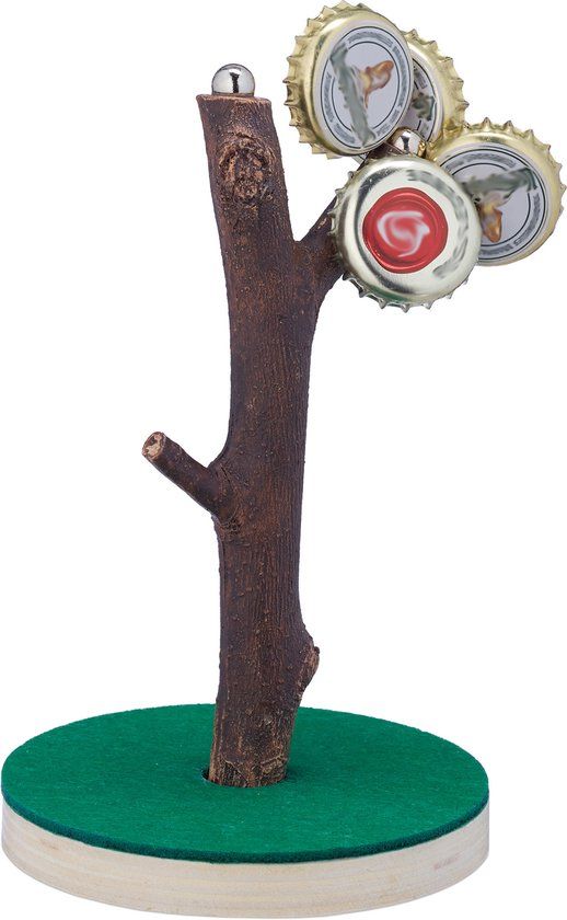 Merkloos Relaxdays magnetische bierboom - 14 x 9 cm - drankspel en bierdopjes houder - 2 magneten