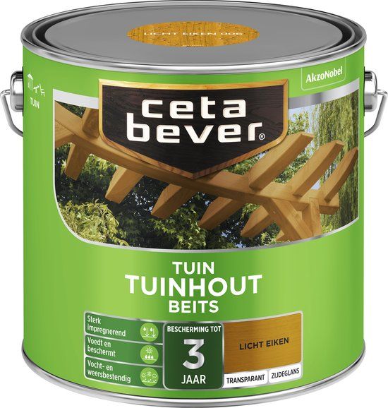 Cetabever Tuinhout Beits Dekkend Licht Eik Zijdeglans 2.5 Liter
