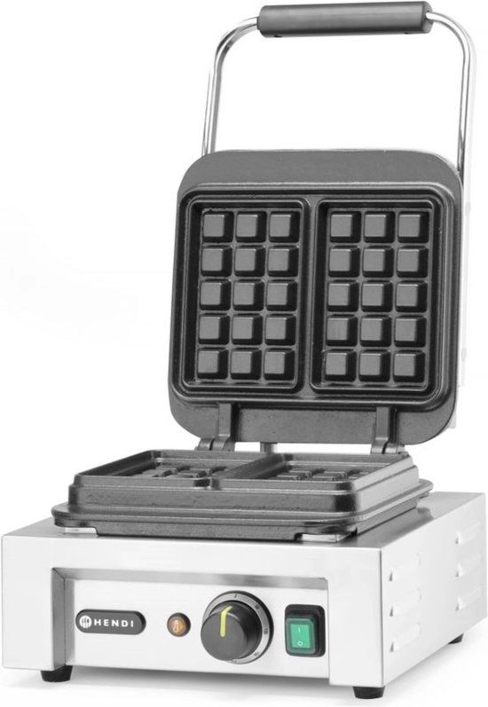 Hendi Wafelijzer - Brusselse Wafels - Gietijzeren Bakplaat - 2200W - Zwart/RVS