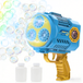 TOKKY Pistolet à bulles électrique 36 trous pour enfants avec lumières colorées et liquide à bulles de remplacement - Bleu