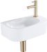 QeramiQ Fuente Fonteinset - 40x21.5x12cm - rechts - glad - halfrond - 1 kraangat - keramiek - fonteinkraan geborsteld messing - afvoerplug - verlaagd sifon - wit glans