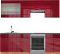 Vicco Fame-Line Unité de cuisine complète – 240 cm, WB anthracite bordeaux laqué brillant/chêne doré