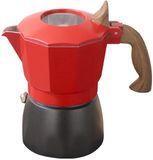 Merkloos Rode Moka Pot Cubaanse koffiemaker, zwart, steen, vaatwasserbestendig, 1 jaar garantie