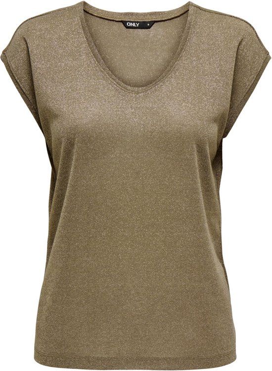 ONLY ONLSILVERY S/S V NECK LUREX T-shirt JRS NOOS Women's T-shirt - Size M
