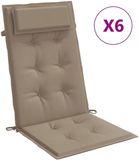 vidaXL Stoelkussens 6 st hoge rug oxford stof taupe