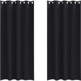 vidaXL Blackout Gordijnen met Ringen 2 st Zwart 225 x 140 cm Polyester