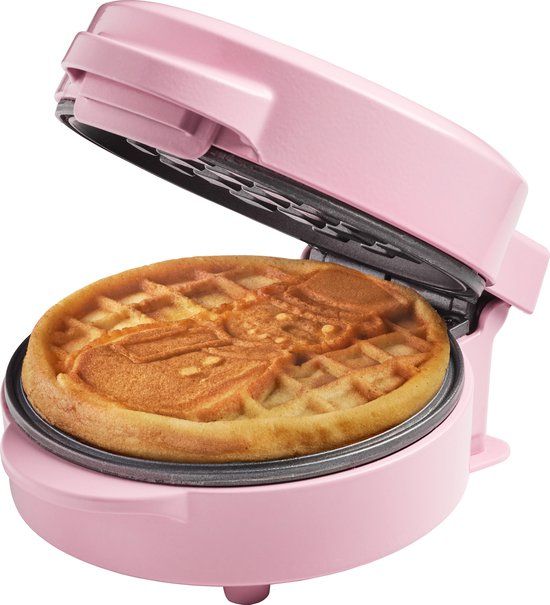 Bestron Mini Waffle Maker with Snowman Pattern - Pink - 550W