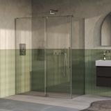 Brauer Stellar - Douchecabine met Draaideur - Helder Glas - 160x100x200 cm - Omkeerbaar - incl. Glascoating - PVD RVS-Kleurig Geborsteld