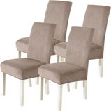 Merkloos SnelShoppen - Velvet Stoelhoezen Eetkamerstoelen 4 Stuks, Universele Stretch Stoelhoezen, Moderne Verwijderbare Wasbare Eetkamerstoelhoezen voor Thuis