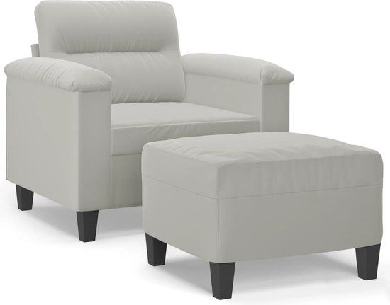 vidaXL Fauteuil met voetenbank, microvezelstof, lichtgrijs