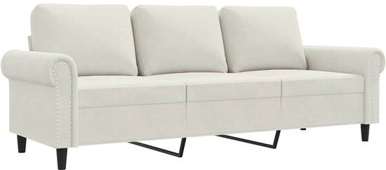 vidaXL Driezitsbank 180 cm fluweel crèmekleurig