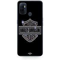 Maniacase Etui Oppo A32 Harley Davidson logo motor sycles grijs voorkant zwart