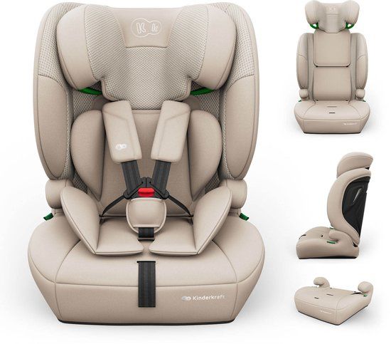 Kinderkraft COMFORT UP 2 PLUS – i-Size autostoel – AIR FLOW bekleding – R129 i-Size 76-150 cm – 3-in-1 stoel/booster – Beige