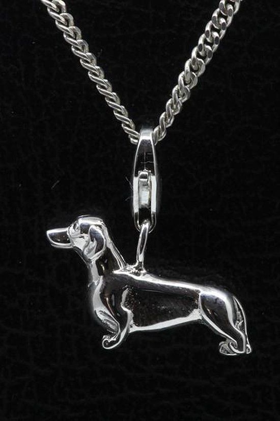 Zilveren Teckel klein hanger én bedel - Zilver - Unisex - 19 cm