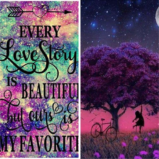 Diamond Painting Set - 2x 30x40cm - Every Love Story & Girl by Tree - Round Diamonds