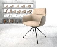 DELIFE fauteuil Pejo-Flex microvelours beige vintage kruisframe conisch zwart pocketveer kern