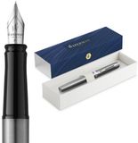 Waterman Impression Vulpen | Fijn Vulstuk met Blauwe Inktvulling | Roestvrij Staal met Palladium-Gecoate Afwerking | Geschenkdoos