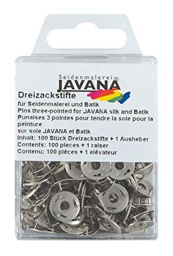 Kreul 810100 - Javana Drietandstiften voor zijdeschilderen en batikken, met lifter voor eenvoudige verwijdering, 100 stuks.