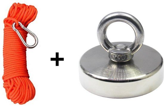 AWEMOZ Vismagneet - 200 kg trekkracht - onderwater magneetvissen - 10 Meter Touw - Karabijnhaak