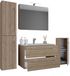 VCM Ensemble de salle de bain 5 pièces Badinos - Sonoma Eiken - Inclus miroir, meuble sous lavabo (80 cm), colonne et lavabo en céramique