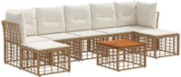 vidaXL Hoek loungeset 7 zitplaatsen Polyester Naturel