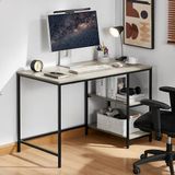 Vida Designs Brooklyn Bureau 2 Planken Computer PC Laptop Tafel Plank Rekken Home Office Opslag Industrieel Meubels (Grijs)