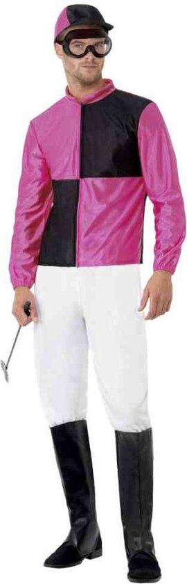 Jockey Costume - L - Heren - Roze/Wit