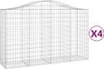 vidaXL Gabions - 4 pieces - arched - 200x50x120/140 cm - iron