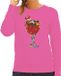 Bellatio Decorations Foute Kersttrui/sweater voor dames - cocktailglas met Rudolf - roze - kerstcadeau XL