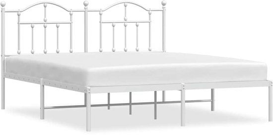 VidaXL Bedframe met Hoofdbord Metaal Wit 183x213 cm