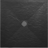 Wiesbaden Stonea receveur de douche antidérapant composite 1000 x 1000 x 30 mm recoupable mat noir