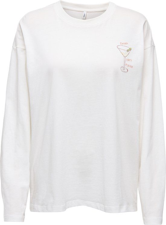 Only T-shirt Onlvivvi Life L/s Lovely Top Jrs 15369353 Cloud Dancer/exttra Dirt Dames Maat - M