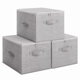 Ibenzoa® Boîte de rangement pliable en tissu, lot de 3, gris clair, 40 x 30 x 25 cm
