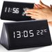 Retoo Réveil numérique LED Digital Horloge murale Date 12h 24h USB Température Réveil Chambre à coucher Salon Cuisine Bureau Graduable Heure Bois