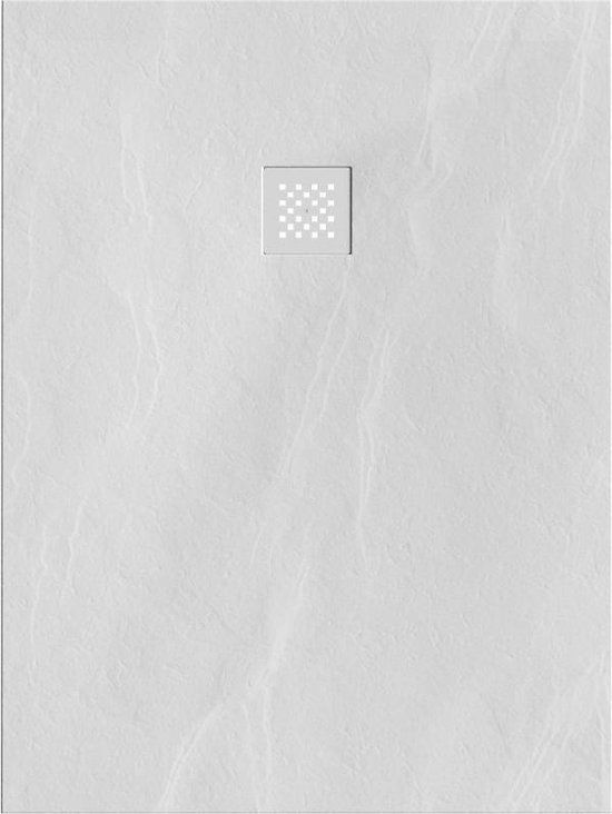 Sanitop Relievo Crag Douchebak - 90x120 cm - Mat Wit - Anti-slip - Mineraalmarmer