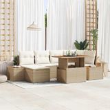 Prolenta Maison Exclusive - Ensemble de salon de jardin, 7 pièces, en résine tressée beige