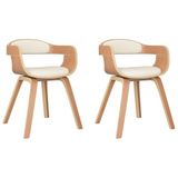 VidaXL Eetkamerstoelen 2 stuks gebogen hout en kunstleer crèmekleurig