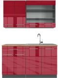 Vicco Fame-Line Eenpersoonskeuken – 140 cm, WB Eik Bordeaux hoogglans/antraciet