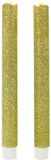 Magic Flame Dinerkaarsen - LED - 2x stuks - goud - 25 cm - met glitters