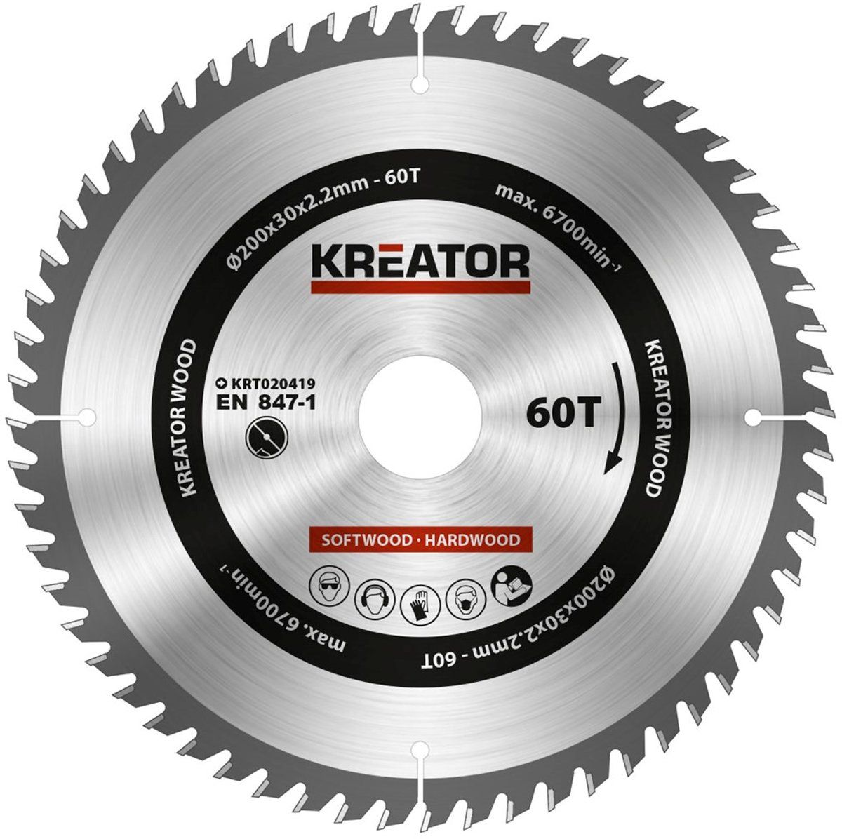 Kreator KRT020419 Zaagblad Hout 200mm 60T